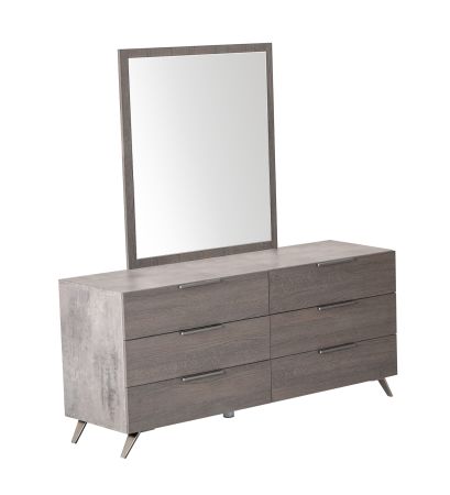 Nova Domus Bronx Italian Modern Faux Concrete & Grey Dresser & Mirror Set