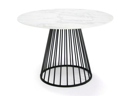 Modrest Holly - Modern Round White and Black Dining Table