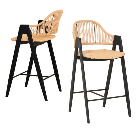 Modrest Gayle - Modern Rattan Counter Stool Set of 2