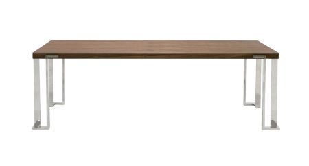 Modrest Heloise - Modern Walnut & Stainless Steel Dining Table