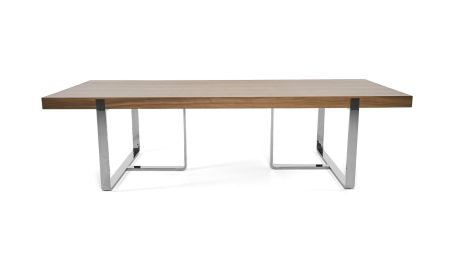 Modrest Pauline- Modern Walnut and Stainless Steel Dining Table