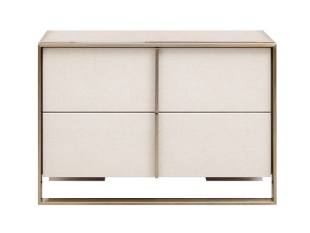 Nova Domus Cartier - Modern Beige Shagreen and Brushed Brass Nightstand