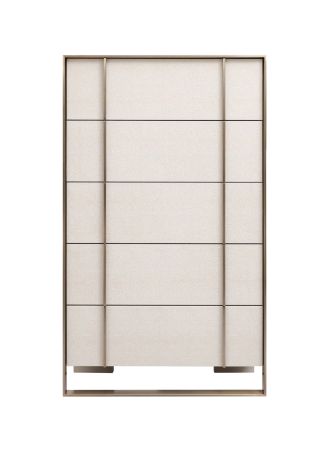 Nova Domus Cartier - Modern Beige Shagreen and Brushed Brass Chest