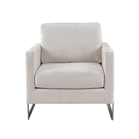 Modrest Prince - Contemporary Off White Fabric and Silver Accent Chair