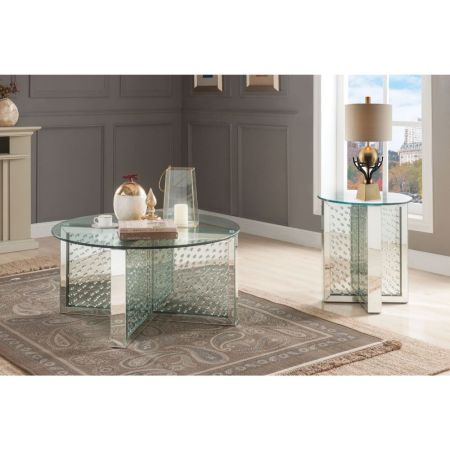 ACME Nysa Coffee Table Mirrored & Faux Crystals