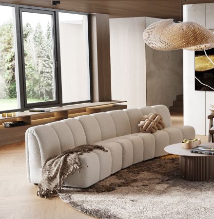 Divani Casa Olandi - Modern White Fabric Curved Sectional Sofa