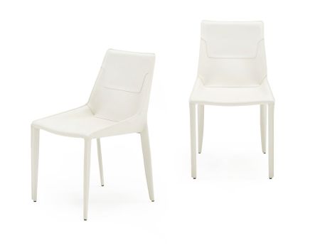 Modrest Halo - Modern Ivory Saddle Leather Dining Chair Set of 2