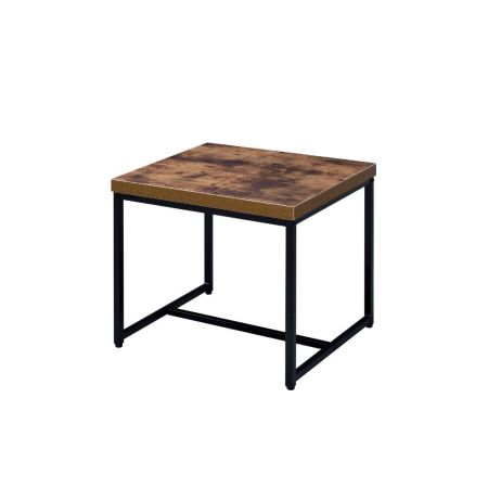 ACME Bob End Table Weathered Oak & Black Finish