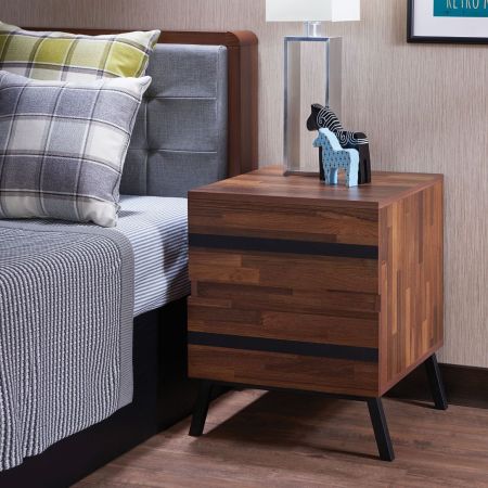 ACME Karine Accent Table Walnut & Black Finish