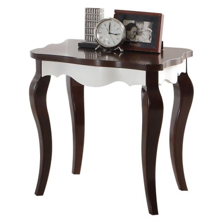 ACME Mathias End Table White & Walnut Finish