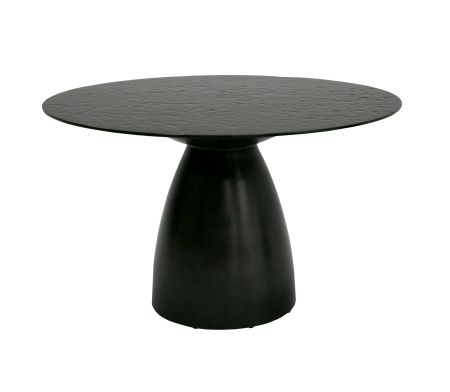 Modrest Calexico - Contemporary Black Wave Glass Round Dining Table