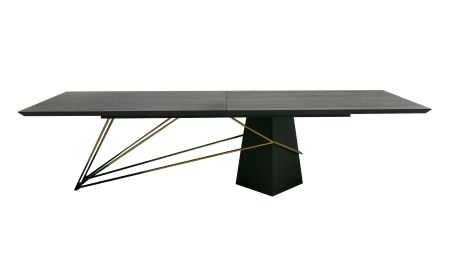 Modrest Elkhorn - Glam Black Ash + Stainless Steel 126" Dining Table