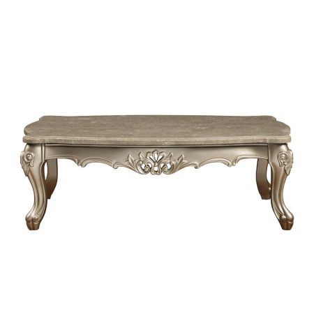 ACME Ranita Coffee Table Marble Top & Champagne Finish