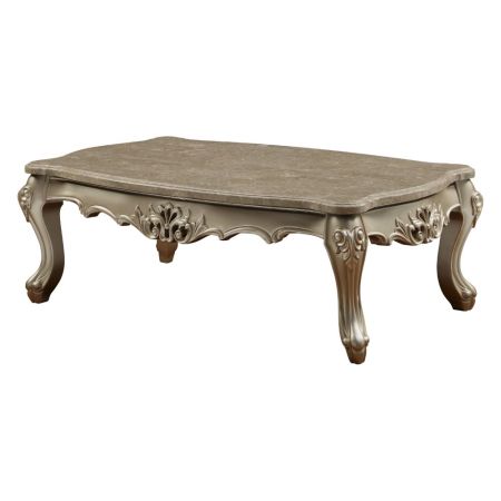 ACME Ranita Coffee Table Marble Top & Champagne Finish