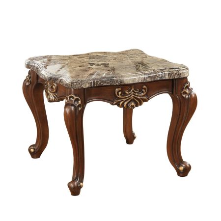 ACME Shalisa End Table Marble Top & Walnut Finish