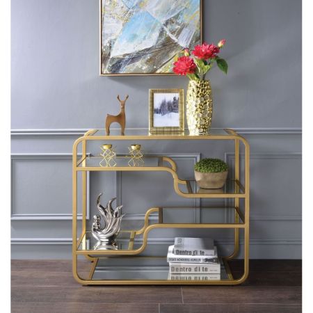 ACME Astrid Sofa Table Mirrored & Gold Finish