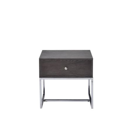 ACME Iban End Table Gray Oak & Chrome Finish