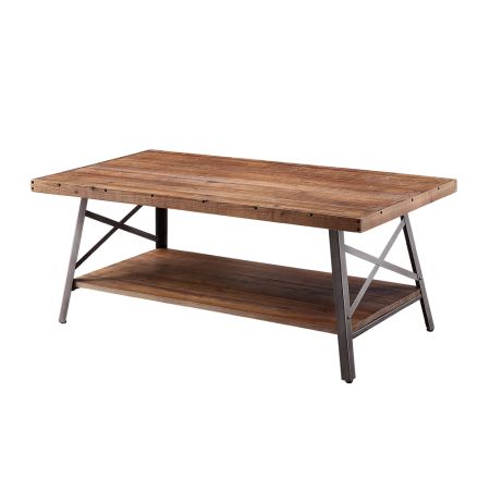 ACME Ikram Coffee Table Weathered Oak & Sandy Black Finish