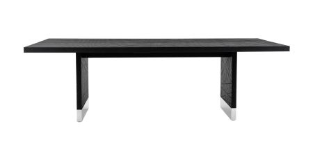 Modrest Kenda - Modern Black Ash + Stainless Steel Dining Table