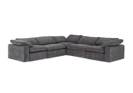 Divani Casa Corinth - Modern Dark Gray Fabric Sectional Sofa with 3 Power Recliners