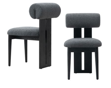 Modrest Skerrit - Modern Grey Fabric + Black Oak Dining Chair (Set of 2)