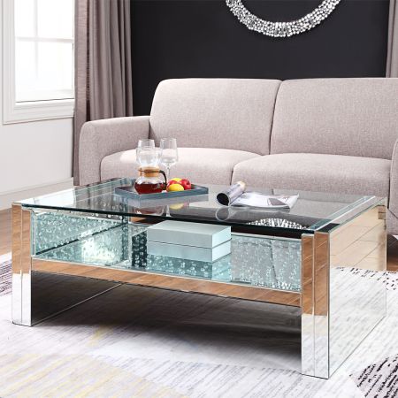 ACME Nysa Coffee Table Mirrored & Faux Crystals