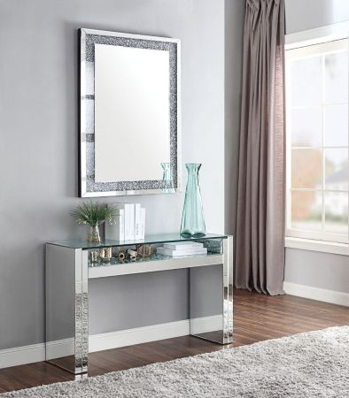 ACME Nysa Sofa Table Mirrored & Faux Crystals