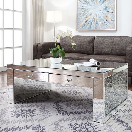 ACME Noralie Coffee Table Mirrored & Faux Diamonds