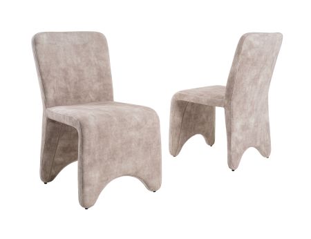 Modrest Ditka - Modern Beige Velvet Dining Chair (Set of 2)