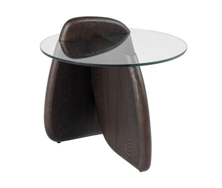 Modrest Buxton - Mid-Century Modern Glass + Dark Walnut End Table