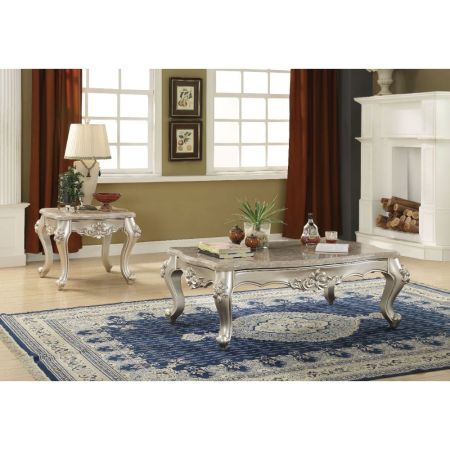 ACME Bently Coffee Table Marble Top & Champagne Finish