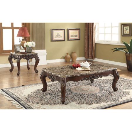 ACME Devayne Coffee Table Marble Top & Dark Walnut Finish