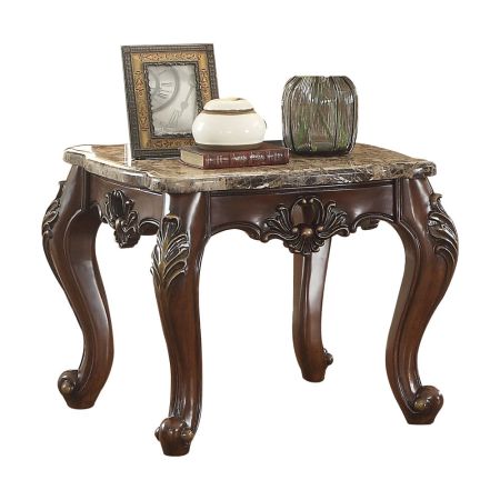 ACME Devayne End Table Marble Top & Dark Walnut Finish