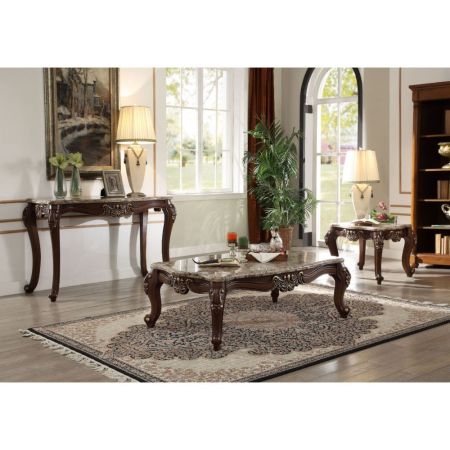 ACME Mehadi Coffee Table Marble Top & Walnut Finish