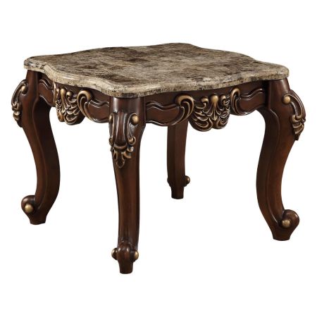 ACME Mehadi End Table Marble Top & Walnut Finish