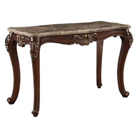 ACME Mehadi Sofa Table Marble Top & Walnut Finish