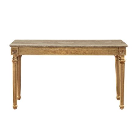 ACME Daesha Sofa Table Marble Top & Antique Gold Finish