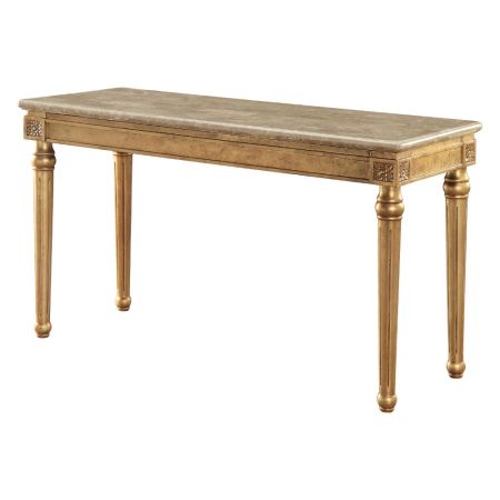 ACME Daesha Sofa Table Marble Top & Antique Gold Finish