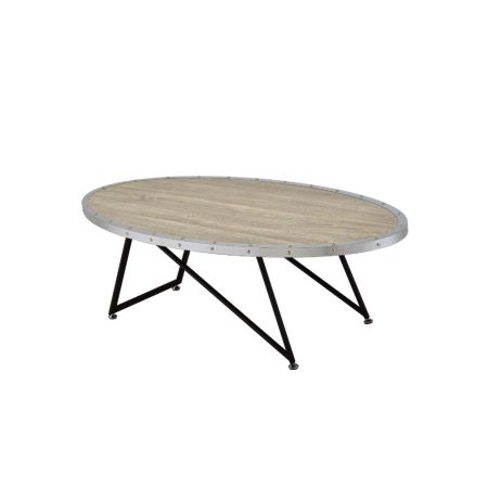 ACME Allis Coffee Table Weathered Gray Oak & Metal Finish