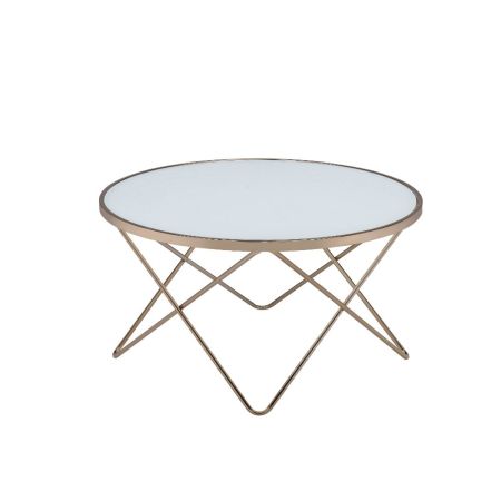 ACME Valora Coffee Table Frosted Glass Top & Champagne Finish