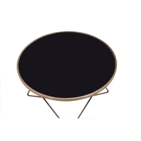 ACME Valora Coffee Table Black Glass & Champagne Finish