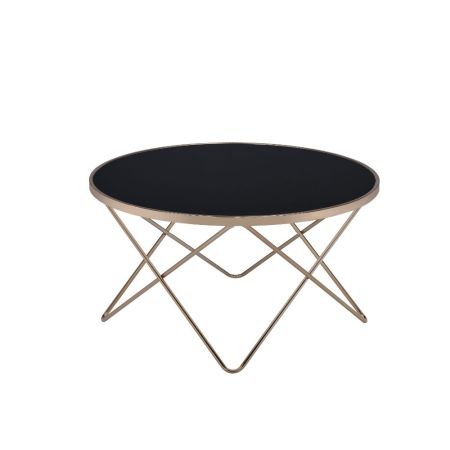 ACME Valora Coffee Table Black Glass & Champagne Finish