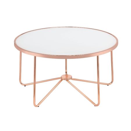 ACME Alivia Coffee Table Frosted Glass & Rose Gold Finish