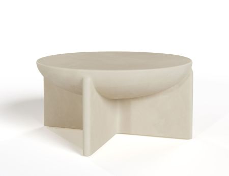 Modrest Elsa - Modern Beige Concrete Round Coffee Table