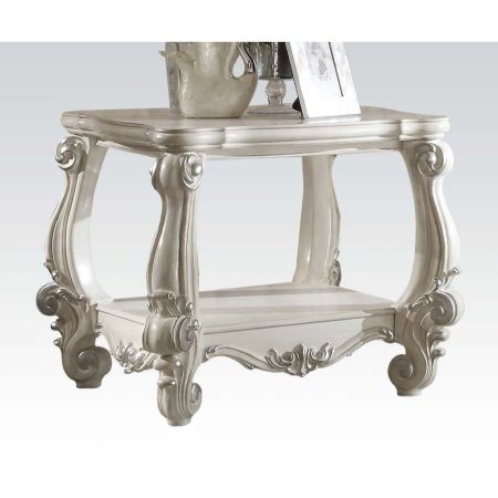 ACME Versailles End Table Bone White Finish