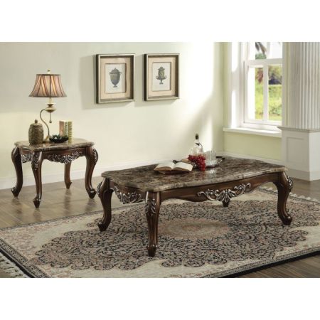 ACME Latisha Coffee Table Marble Top & Antique Oak Finish