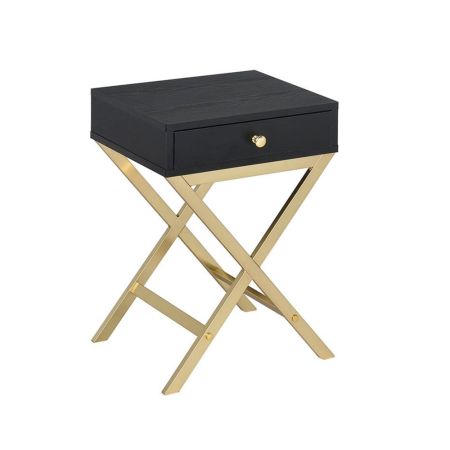 ACME Coleen Accent Table Black & Brass Finish