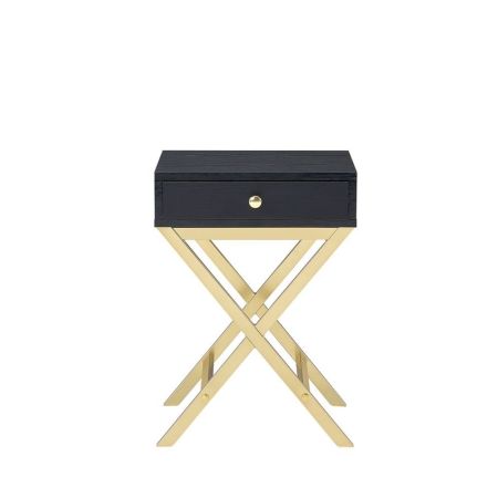 ACME Coleen Accent Table Black & Brass Finish