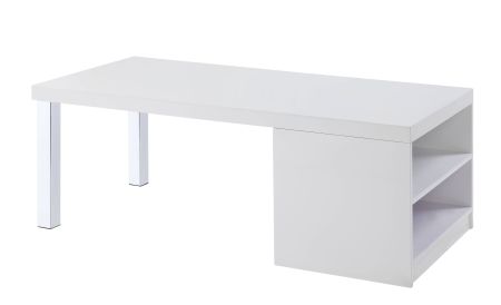 ACME Harta Coffee Table White High Gloss & Chrome Finish