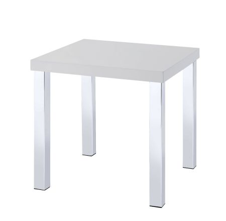 ACME Harta End Table White High Gloss & Chrome Finish